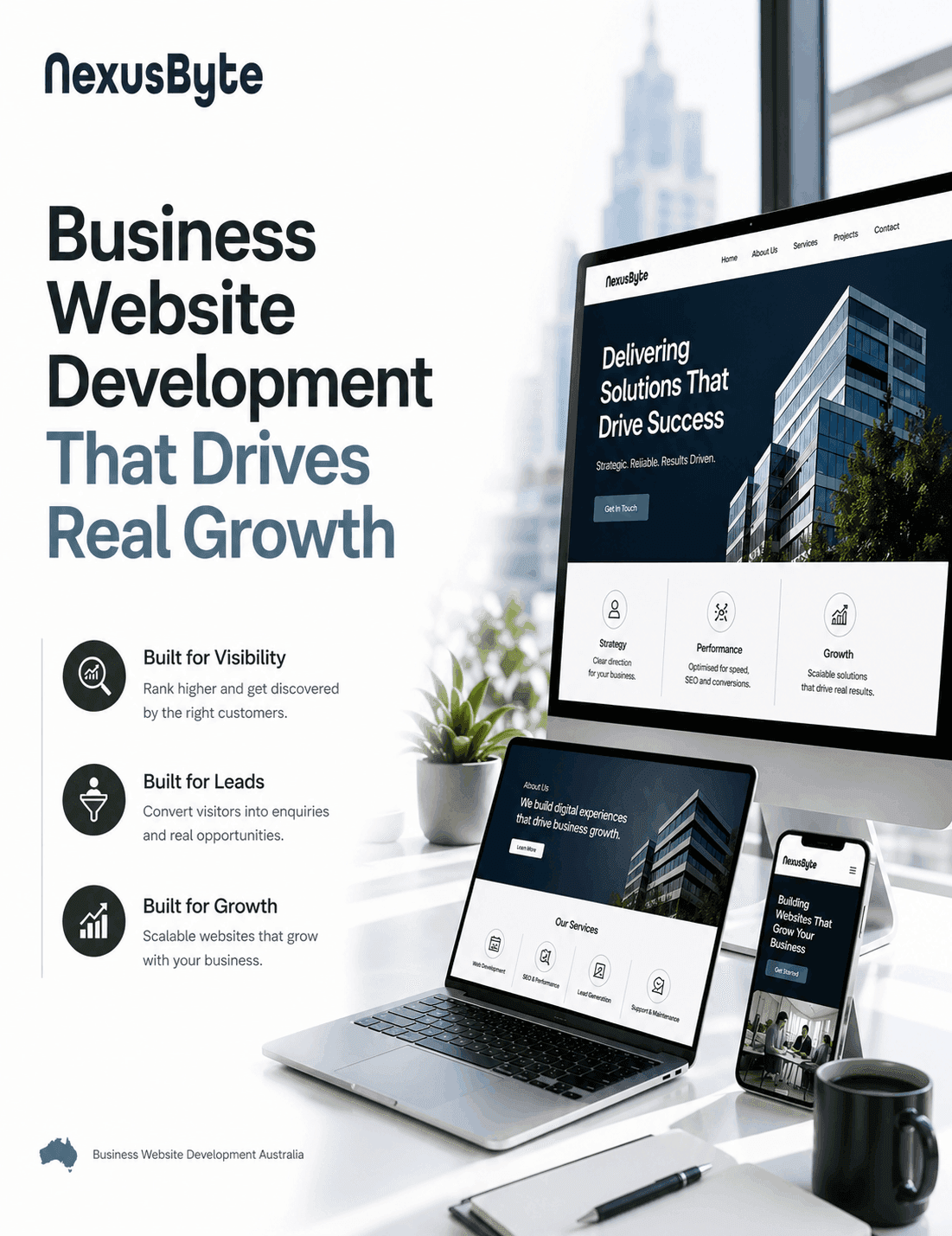 Business website development by NexusByte to drive real growth and generate leads