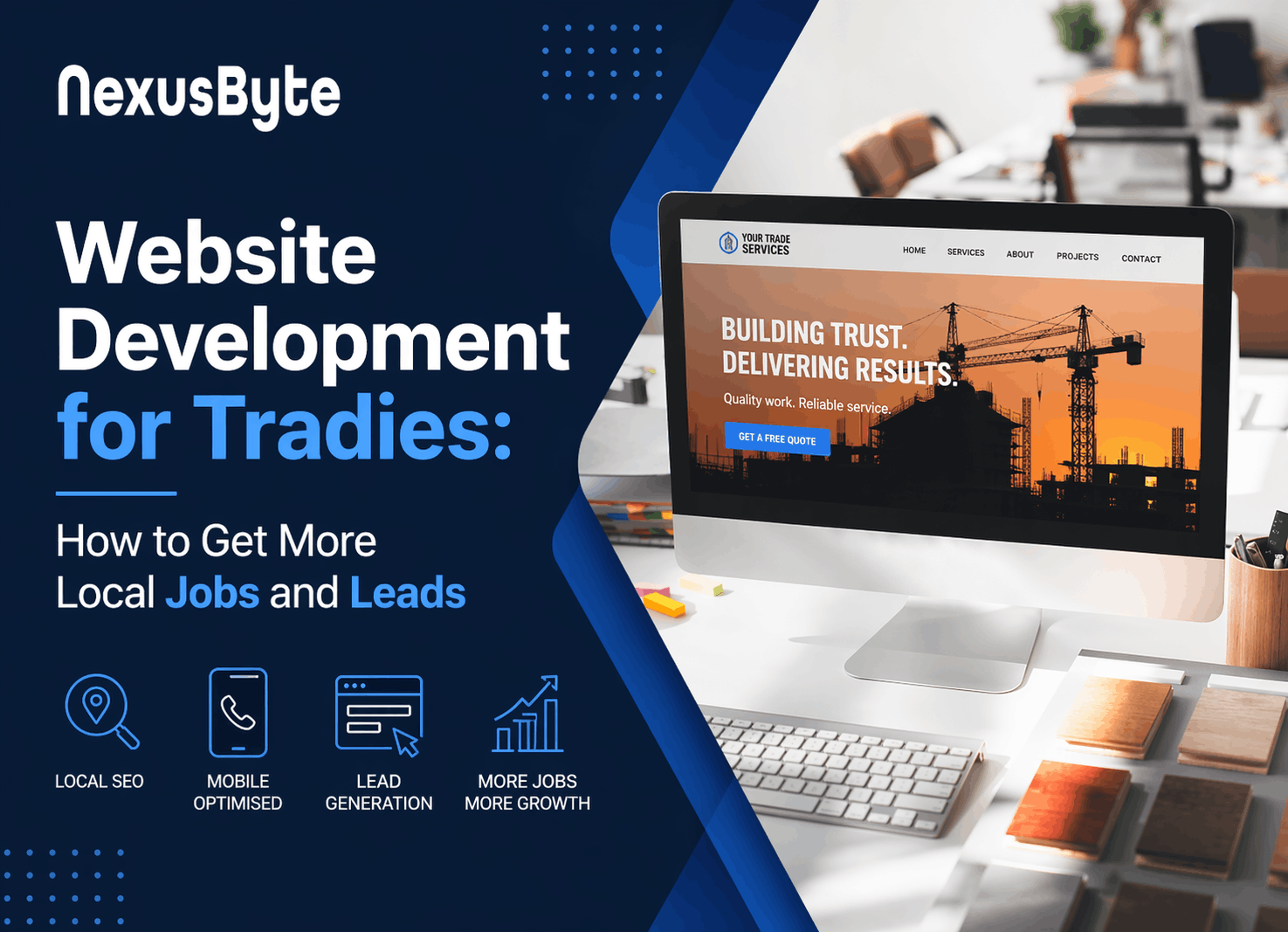 Website development for tradies showing a professional construction business website designed to generate more local jobs and leads