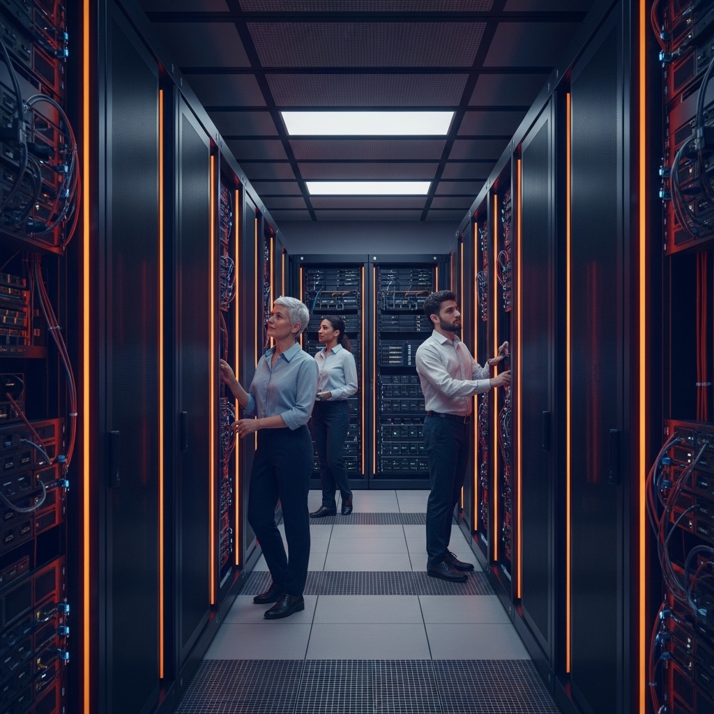 Modern data center with server infrastructure management