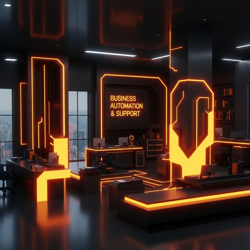 Modern office with business automation and support systems